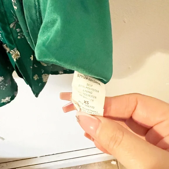 Jessica Simpson green floral smocked lined summer mini dress - Picture 8 of 11